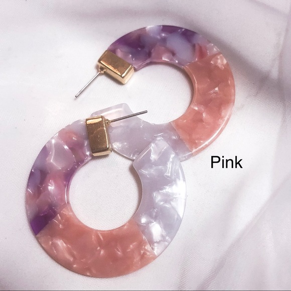 BaubleBar Style MultiColor Tortoise Hoop Earrings - Picture 2 of 8